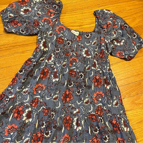 Women’s knox rose puff sleeve midi floral dress steel shore XL - Picture 4 of 5